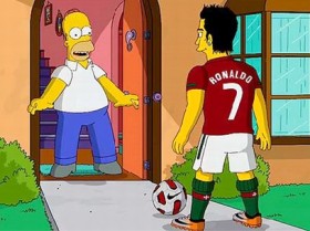 Cristiano Ronaldo y Homero Simpson