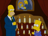 Imagen Promocional de El padre, el hijo y la santa estrella invitada Temporada 16 de Los Simpson
